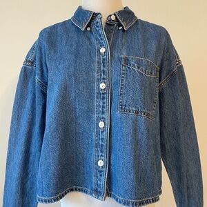 Madewell Cropped Denim Shirt ~ Size Medium